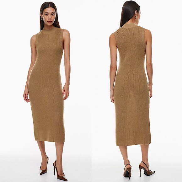 Aritzia Dresses & Skirts - ARITZIA Babaton Aesthetica Dress Limited Edition Constant Camel Sweater Knit M